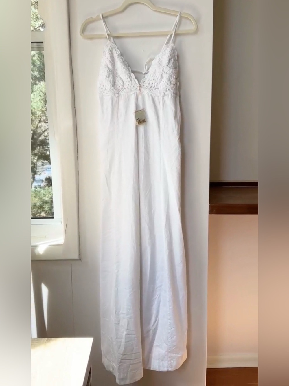 NWT Free People Lovey Maxi Dress Long Crochet Lace Summer Spring Cotton White